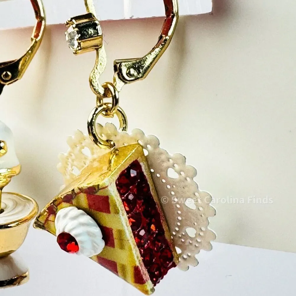 Betsey Johnson • Babycakes Pie & Mixer Earrings • Mismatch Drop • Cherry Pie - Picture 5 of 12